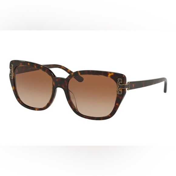 NWT! NEW! Tory Burch Sunglasses -Dark Tortoise / Brown Gradient - Picture 1 of 7